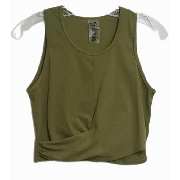 Tlf Apparel Tops - Tlf Womens Gym Crop Tank Top Green Scoop Neck Draped Stretch Medium